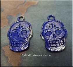 Day of the Dead Skull Charm - Both Sides Shown