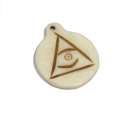 All Seeing Eye Talisman Medallion Carved Bone Pendant