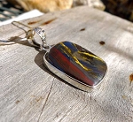 Unique Tiger Iron Pendant, Natural Shimmering Mugglestone - SOLD