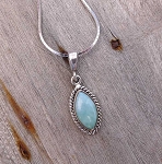 Genuine Larimar Pendant, Sterling Silver Larimar Necklace