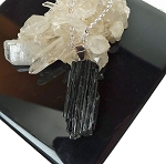 WITCH'S SHIELD Raw Black Tourmaline Pendant, 39x16x7mm