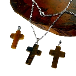 Tiger's Eye Cross Pendants