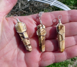 Zebra Jasper Pendant Necklace, Wire Wrapped Crystal Wand