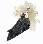 Black Kyanite with Crystal Quartz Necklace