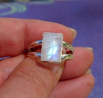 Sterling Silver Rainbow Moonstone Ring Size 9