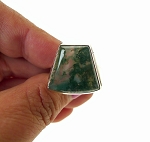 ZSOLD / Unique Moss Agate Ring, Sterling Silver Size 9