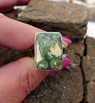 ZSOLD / Sterling Silver Rhyolite Ring Size 8, Stone of Creativity and Insight, Rainforest Jasper Ring