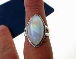 ZSOLD / Rainbow Moonstone Ring Size 9 in Solid Sterling Silver .925 Moonstone Jewelry