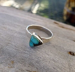 ZSOLD / Turquoise Ring Size 8 in Sterling Silver, .925 Silver Small Offset Triangle