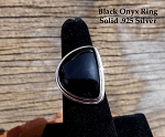 ZSOLD / Sterling Silver Asymmetrical Black Onyx Ring Size 7
