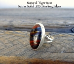 Sterling Silver Tiger Iron Ring Size 6, Oval