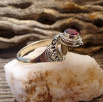 Sterling Silver Garnet Poison Ring