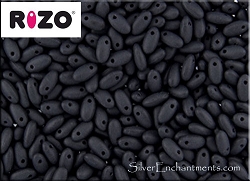 Matte Jet Black Czech Rizo Beads