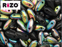 Vitrail Jet Black Rizo Beads