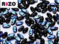 Jet Black AB Czech Rizo Beads