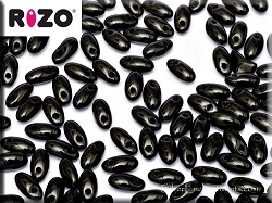 Jet Black Czech Rizo Beads
