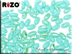 Turquoise AB Czech Rizo Beads