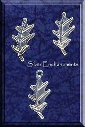 Sterling Silver Oak Leaf Post Earrings and Matching Charm Gift Set