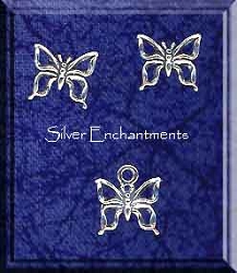 Sterling Silver Butterfly Stud Earrings and Matching Charm Gift Set