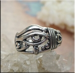 Egyptian Eye of Horus Ring - Features the Eye of Horus and Ankh