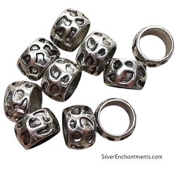 Silver Pebble Patterned Big Hole Beads 