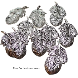 Bailed Silver Fancy Feather Pendants