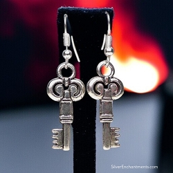 Silver Key of Hekate Earrings