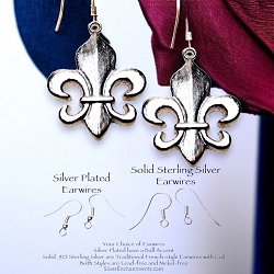 Bright Silver Fleur de Lys Earrings