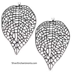 Bailed Silver Large Lacy Leaf Pendants