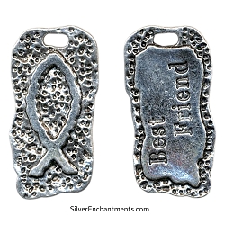 Large Silver Lage Christian Fish Best Friend Pendants