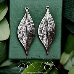Silver Curled Leaf Earrings
