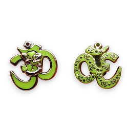 Large Om Symbol with Ganesh Pendant Light Green Gold