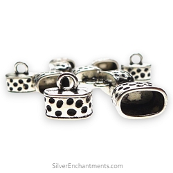 Silver Hammered Oval Jewelry End Caps