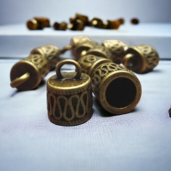 10 Bronze Bali Style Jewelry End Caps with 7mm Opening