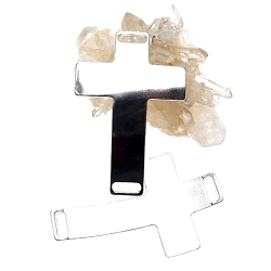 6 Silver Large Cross Bracelet Centerpieces 59x39mm
