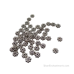 50 Silver 5mm Daisy Spacer Beads