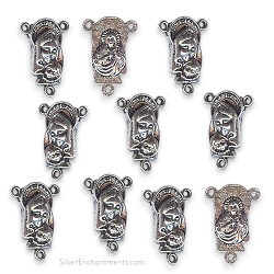 10 Silver Holy Family Catholic Rosary Findings 22x15mm
