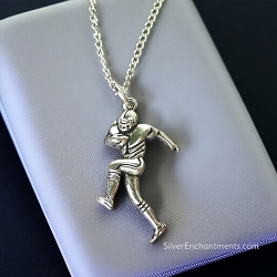 Silver Football Player Necklace