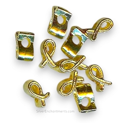 Bright Gold Awareness Ribbon Large Hole Beads