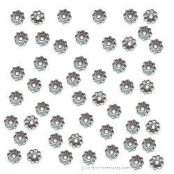 5mm Small Silver Bead Caps with Dotted Rim
