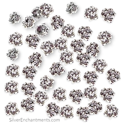 7.5mm Fancy Silver Leaf Bead Caps
