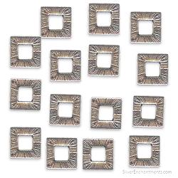15mm Silver Decorative Square Beads