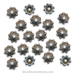 8mm Silver Fancy Coil Bead Caps