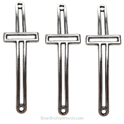  Silver Cross Jewelry Connectors 56x16mm