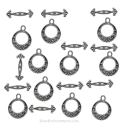 Silver Art Deco Toggle Clasps Fancy