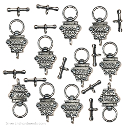 Silver Fancy Flowerpot Toggle Clasps