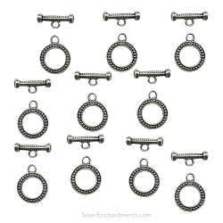 Silver Round Toggle Clasps with Dots