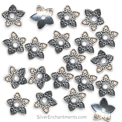 Silver Fancy Star Bead Caps 13mm