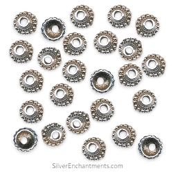 7.5mm Silver Dotted Rim Bead Caps
