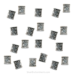 Silver Elegant Rectangle Beads with Spiral Design